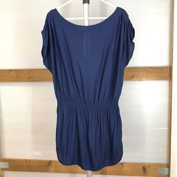 H&M Divided Blue Scoop Neck Elastic Waist Tunic Top Sz 8 - Picture 2 of 8